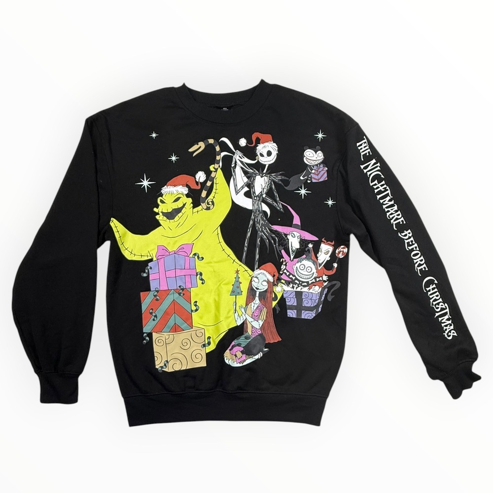 Disney Nightmare Before Christmas Sweatshirt Unisex XXS Black Holiday Halloween